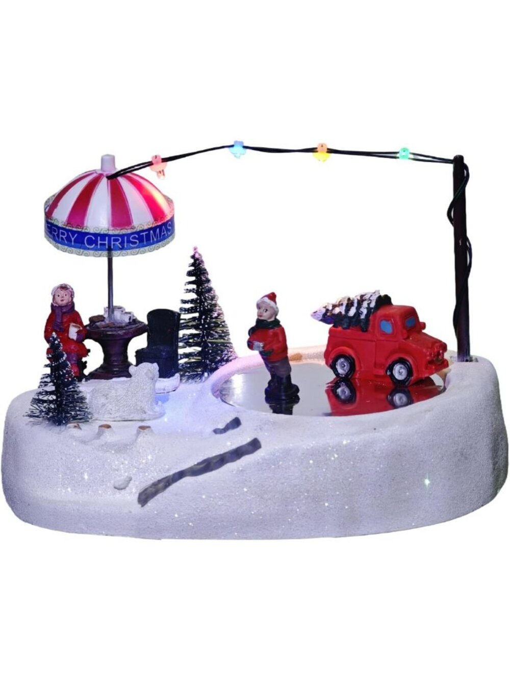 Animated Christmas Village Ice Skating Rink | Musical Colorful Xmas Decor